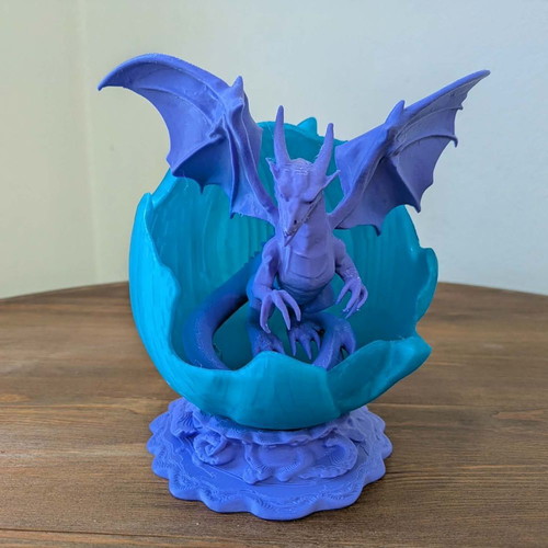 Handmade 3D dragon lamp in illuminated egg like new
