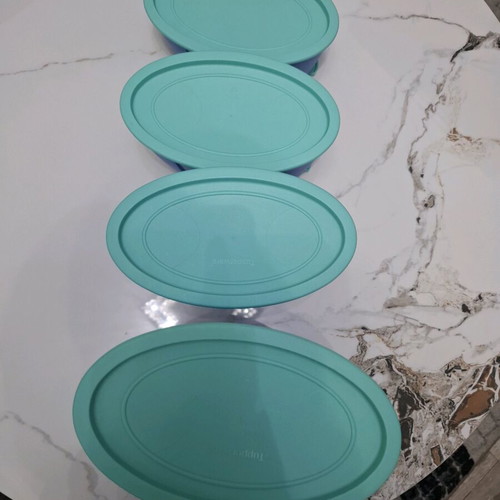 Tupperware Modular Oval Container Set of 4 Blue Veraman Like New