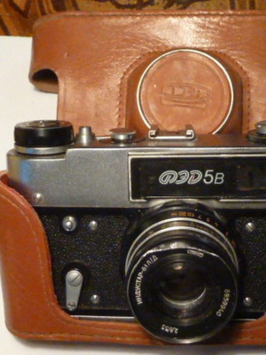 Old Russian FED5B camera used with case