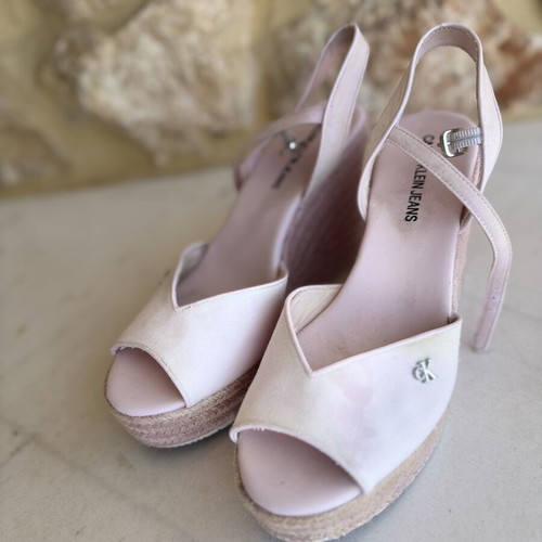 Calvin Klein Pink Wedge Sandals with CK Logo, size 41