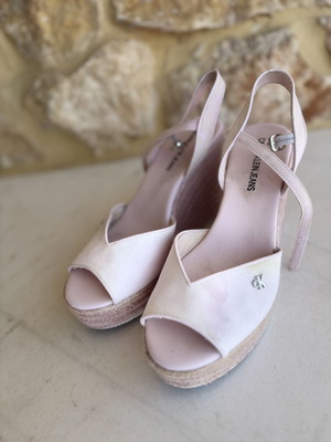 Calvin Klein Pink Wedge Sandals with CK Logo, size 41