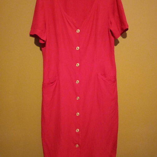 Marella vintage mid-90's midi dress red with gold buttons like new