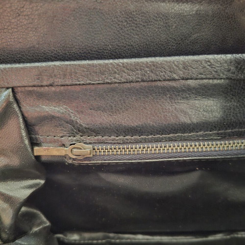 Vintage black leather handbag used, genuine calfskin