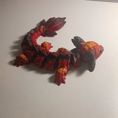 Articulated dragon 3D printed, painted and varnished, new
