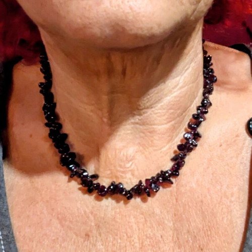 Vintage Garnet Necklace with Brass Clasp, Like New
