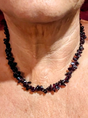 Vintage Garnet Necklace with Brass Clasp, Like New