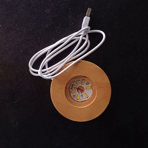 LED decorative lamp like new with moon theme and wooden base