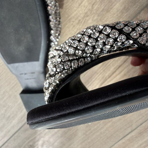 Sergio Rossi flat sandals used, black and silver