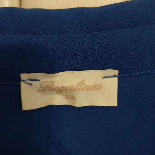 Regalinas dress S blue wrap with gold buttons new