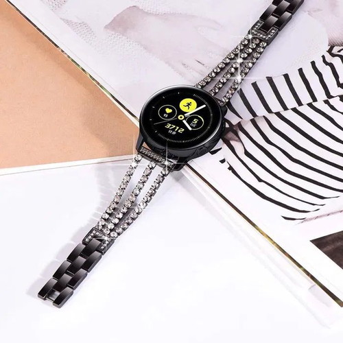 Stainless Steel Watch Strap with Crystals for Samsung Huawei Amazfit