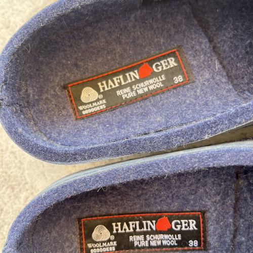 Haflinger wool slippers unisex new, size 38, blue