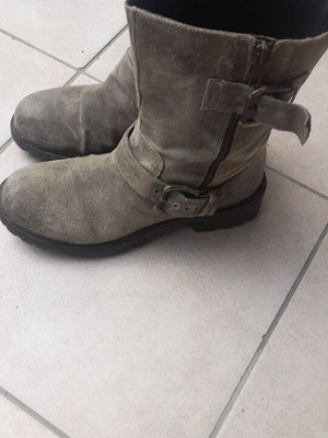 Leather bikers lady's boots