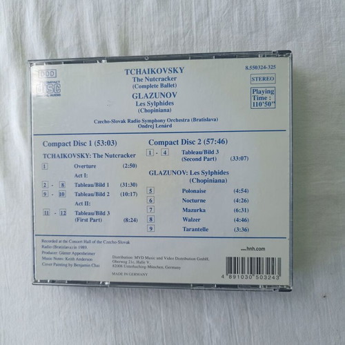 Tchaikovsky The Nutcracker Glazunov Chopiniana 2 Disc CD used, classical