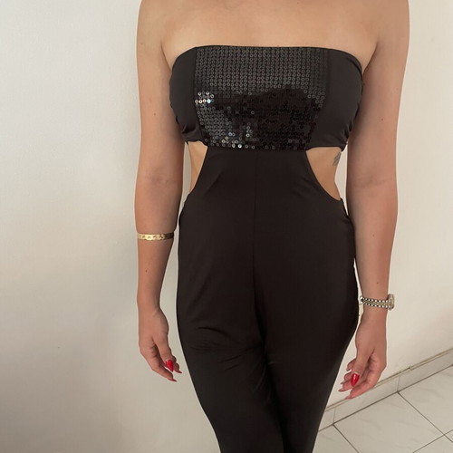 Amir Slama black sequin jumpsuit, UK 10 / Small