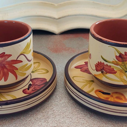 Clay coffee cups like new, set of 2 from Tinos