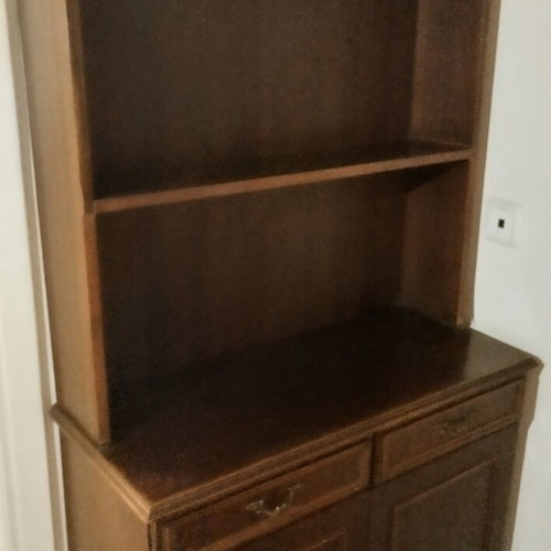 Classic Walnut Hall Cabinet with Shelves and Cupboards used