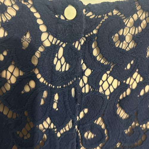 Oasis lace top Medium blue with beige lining like new