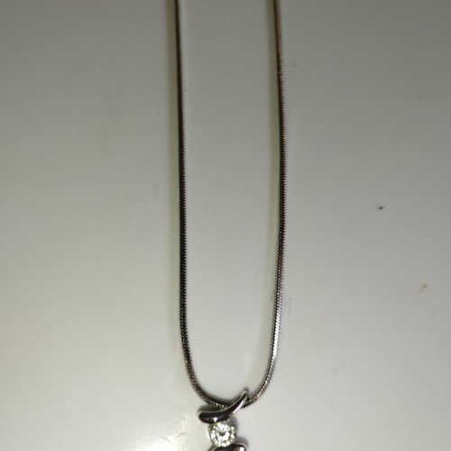 Pendant with rhinestones silver with 50cm chain new
