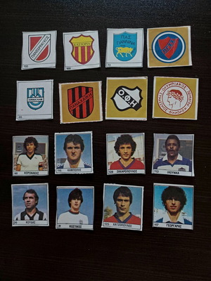 Football stickers 80's players and team logos like new