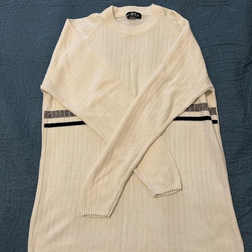 PERI vintage ribbed knit sweater like new, cream and black stripes, size L