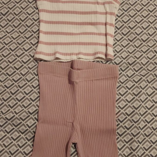 Evita summer set for girls with capri pants, white and pink