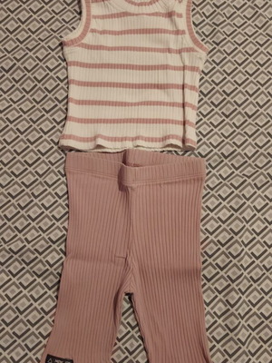 Evita summer set for girls with capri pants, white and pink