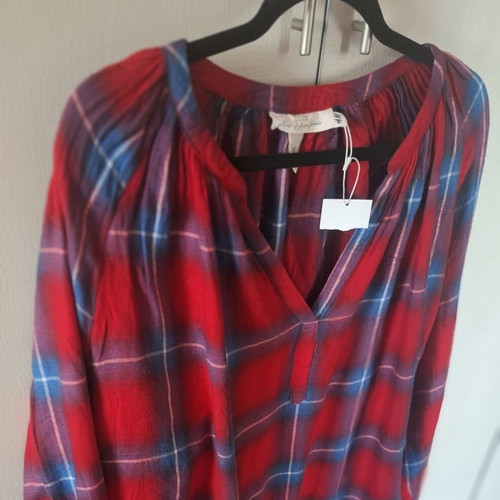 H&M red checked maternity shirt loose style size 42/12, long sleeve new