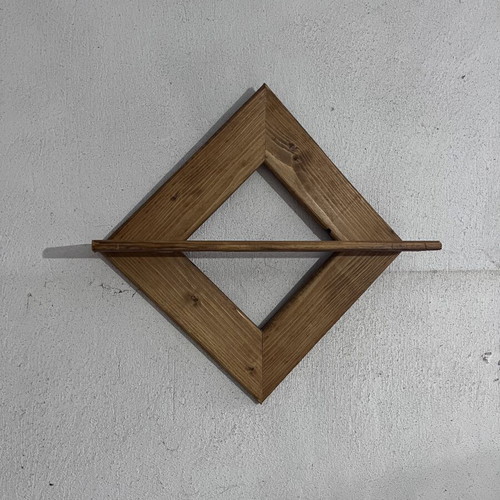 Handmade wall hanging with shelf pine wood oak finish
