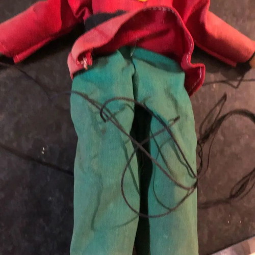 Puppet doll used vintage old wooden with metal controller