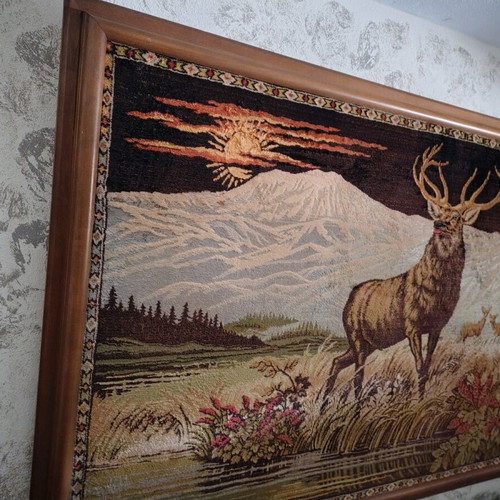 Handmade wall tapestry on canvas like new, decorative antique