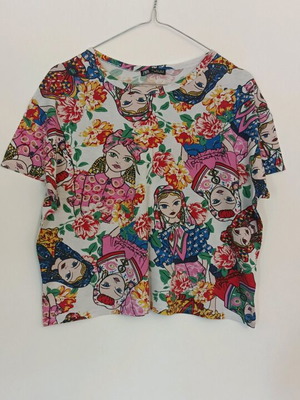 Zara Russian Doll Matryoshka Printed T-Shirt like new, colorful, size S
