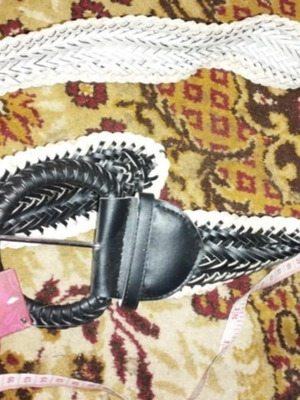Knitted women's belt black and white new, size 105