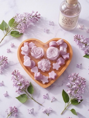 Handmade Wax Melts 50g with Lilac Bloom Scent, plant-based wax