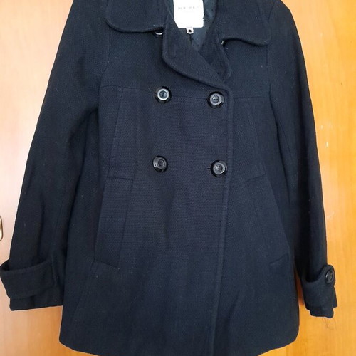 Bershka pea coat used, black, size S