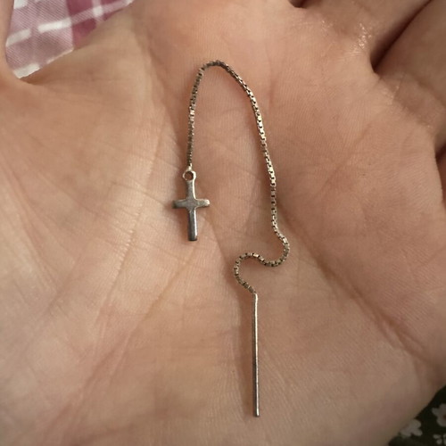 Threader earring with cross pendant
