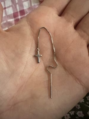 Threader earring with cross pendant
