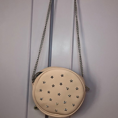 Crossbody bag light pink with silver stars and chain like new