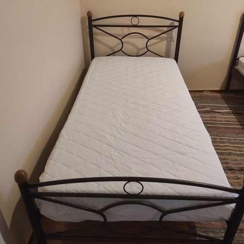 Double bed and single bed set, metal with slats