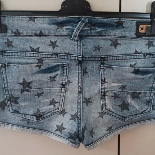 Bershka denim shorts with stars like new, blue, size XS