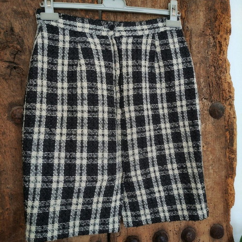 Vintage wool set with plaid skirt and knit tank top used