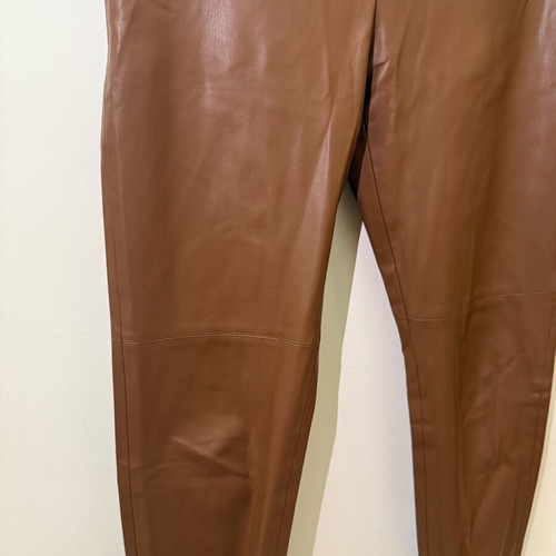 Brown Leather Look Pants Zara Size L Like New
