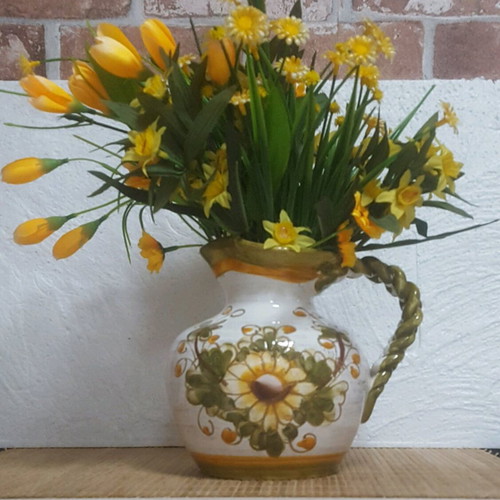 Vintage ceramic jug/vase with braided handle
