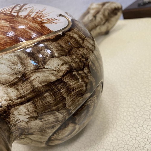 Belgian hand-painted vase used with hunting motif