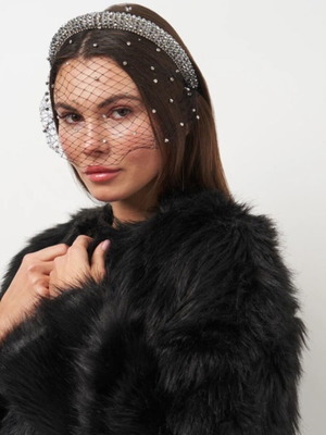 Zara headband with rhinestones and veil new