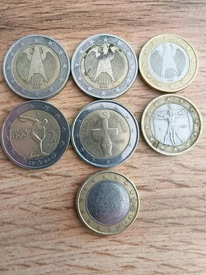 Collectable Euro coins used from early mintage 2002-2008
