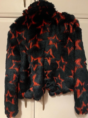 Tommy Hilfiger women's eco fur blue with red stars like new
