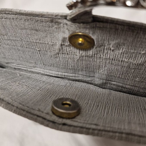 Zara silk and stone handbag used, silver multicolor