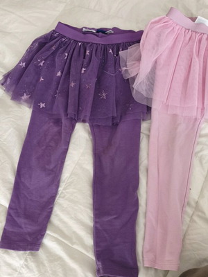 Skirt leggings used for 3-4 years old, pink with mark and purple