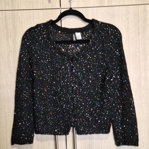 H&M black sequin cardigan like new, size M/38