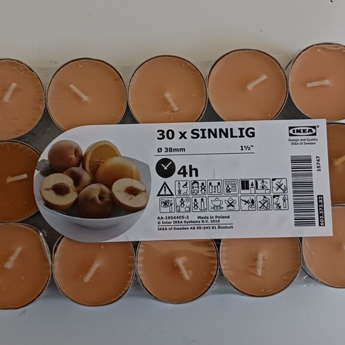 IKEA scented tealight candles new, 30 pieces, peach scent